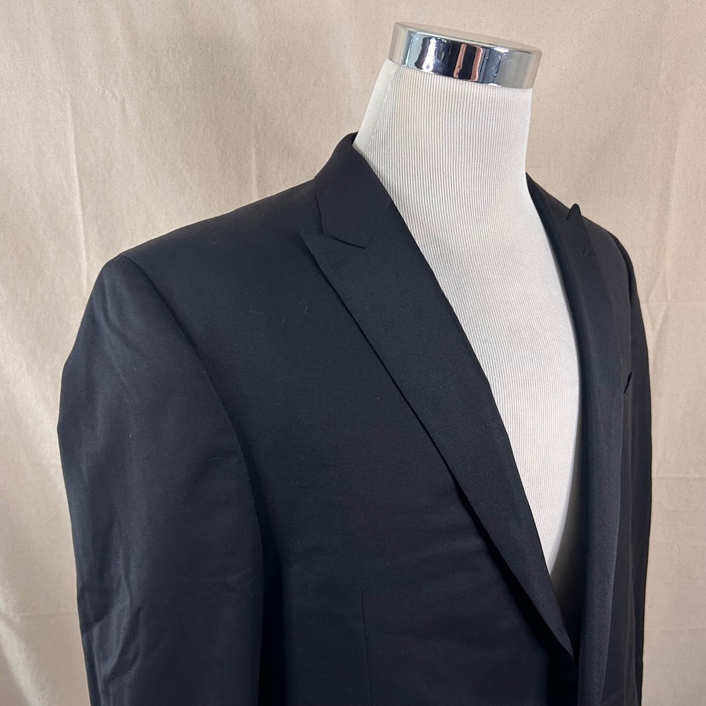 Saks Fifth Avenue 44R Tuxedo Jacket Loro Piana Wool Black One Button Double Vent